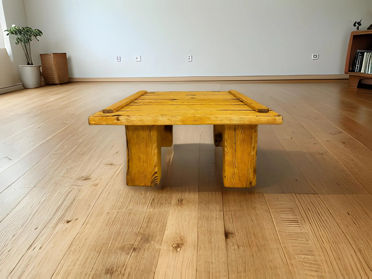 Rustic Coffee Table - Live edge solid brown top unique wooden