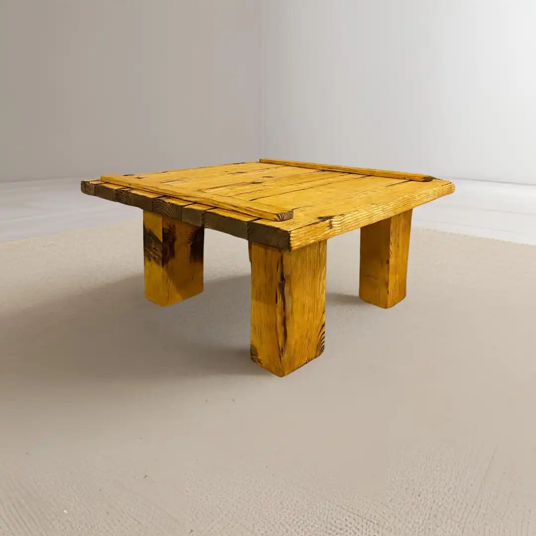 Rustic Coffee Table - Live edge solid brown top unique wooden