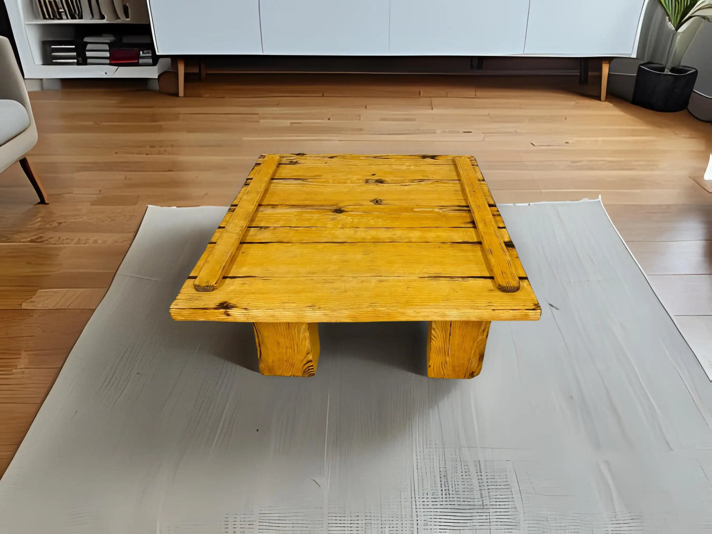 Rustic Coffee Table - Live edge solid brown top unique wooden