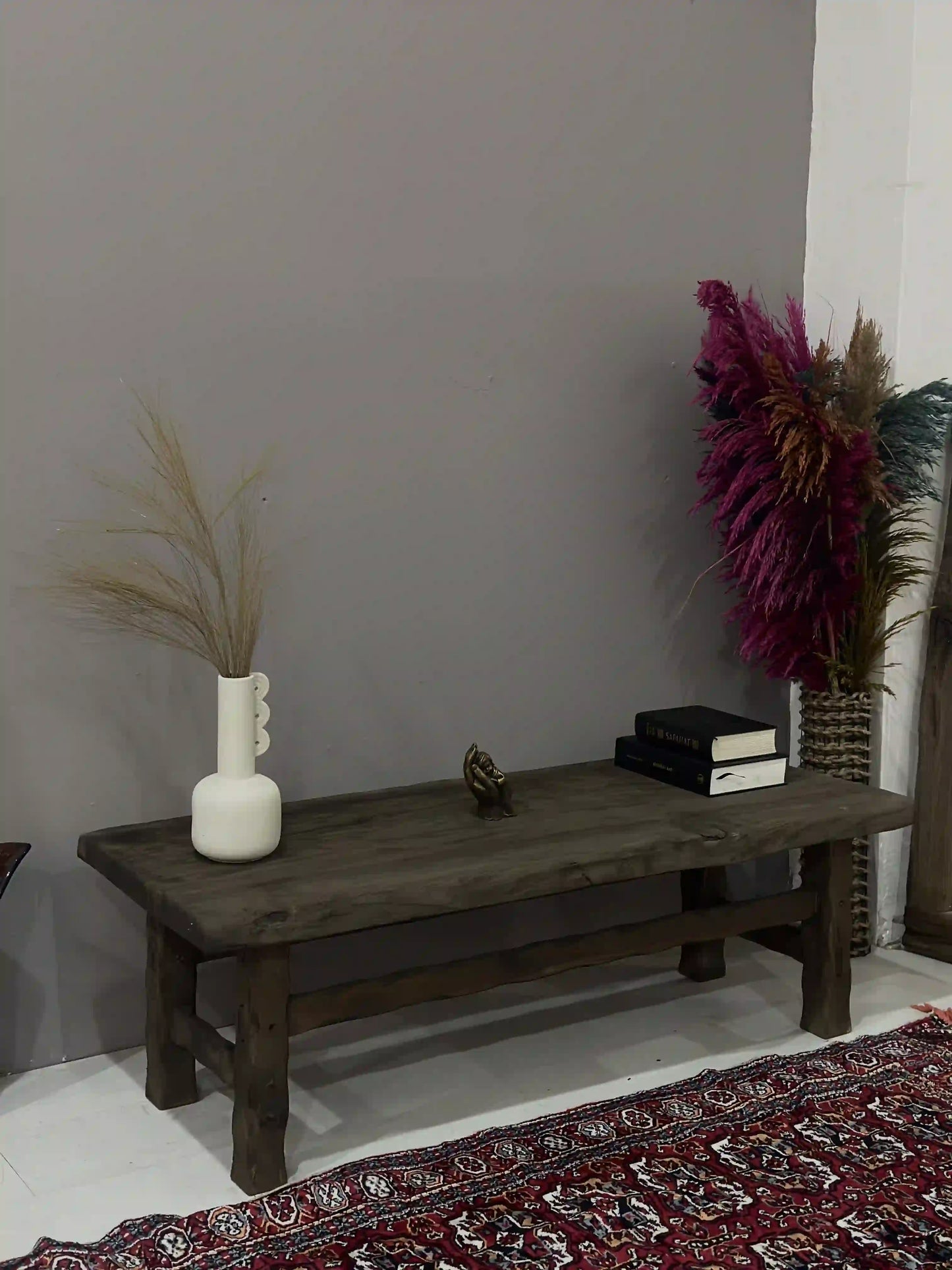 Rustic Coffee Table - Live edge solid brown top unique wooden