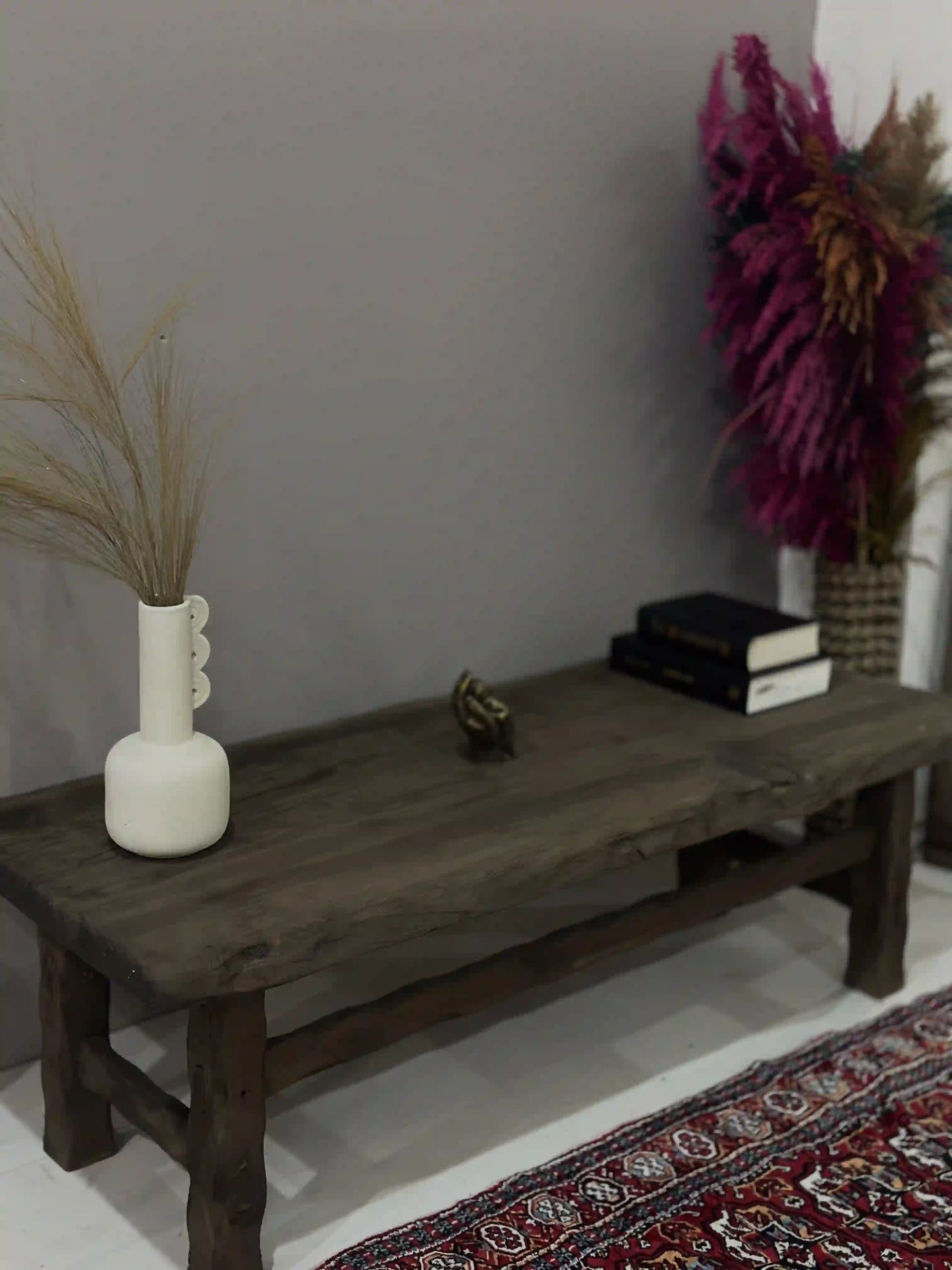 Rustic Coffee Table - Live edge solid brown top unique wooden