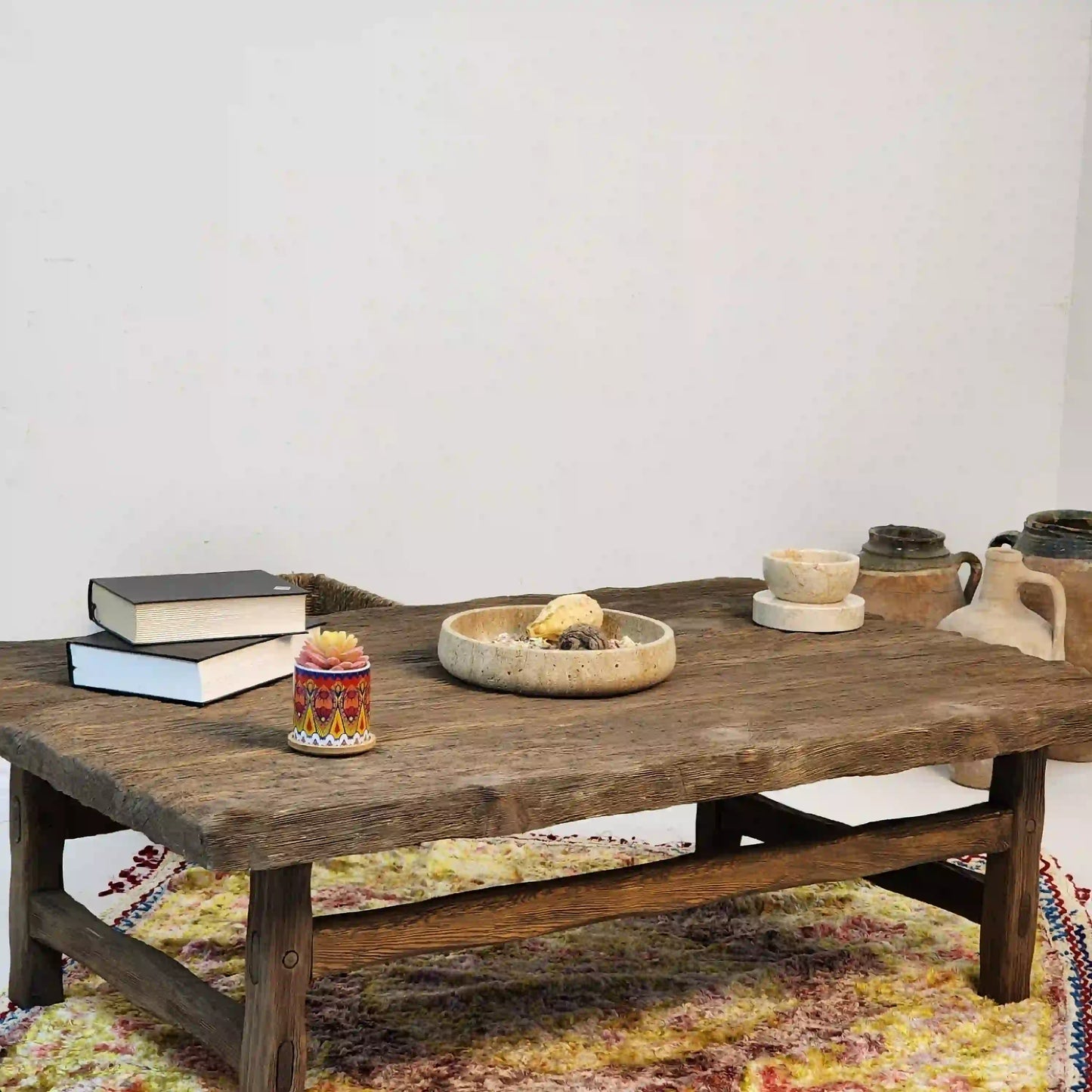 Rustic Coffee Table - Live edge solid brown top unique wooden