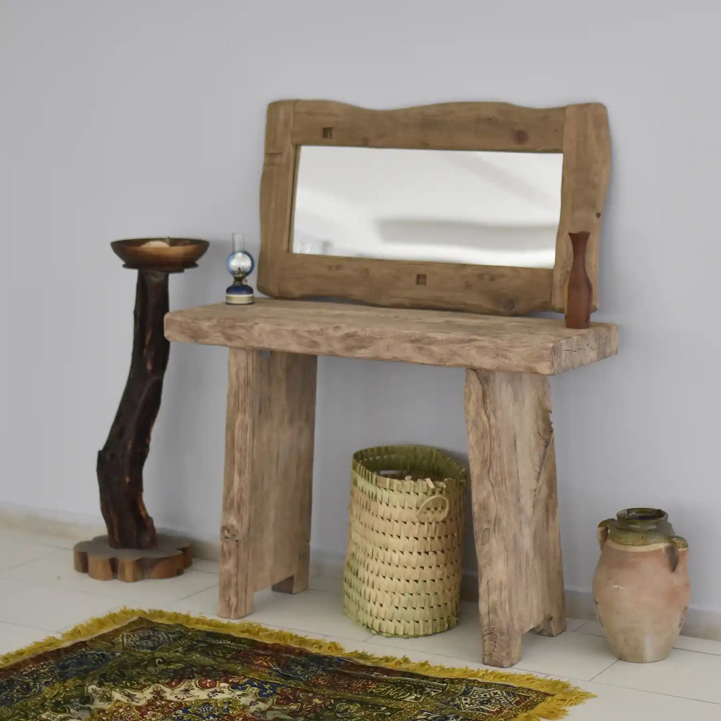 Rustic Entryway Wooden Console Table - Live Edge Wood Dresser