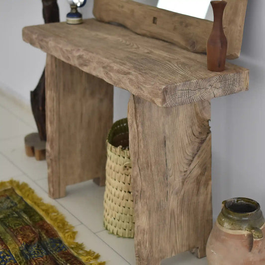 Rustic Entryway Wooden Console Table - Live Edge Wood Dresser