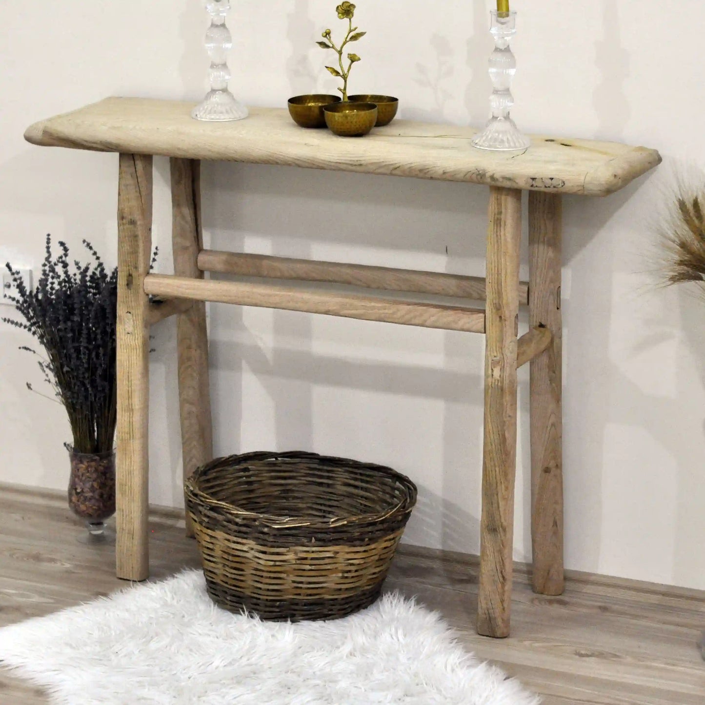 Rustic Entryway Wooden Console Table - Live Edge Wood Dresser