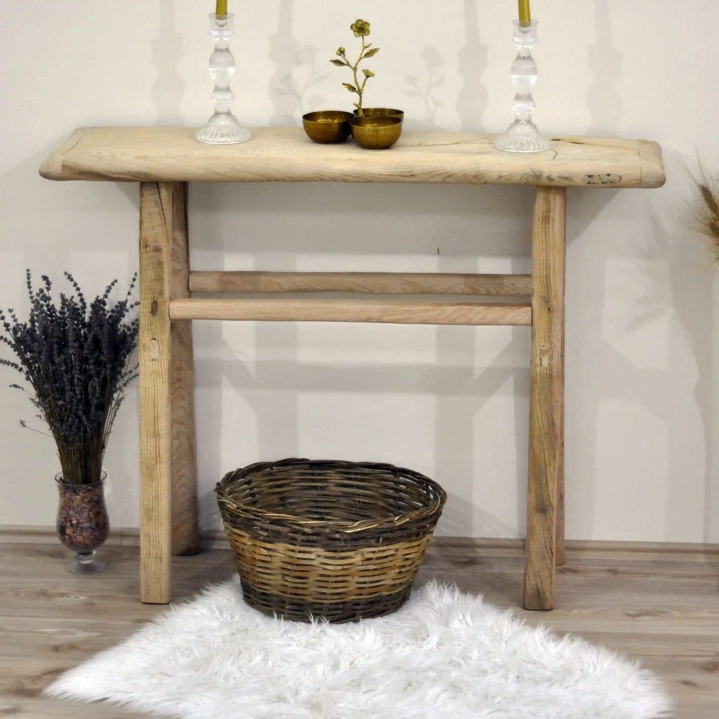 Rustic Entryway Wooden Console Table - Live Edge Wood Dresser