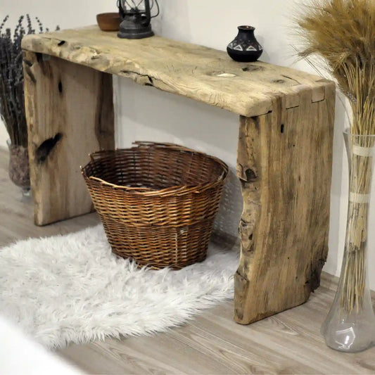 Rustic Entryway Wooden Console Table - Chestnut Wood Dresser