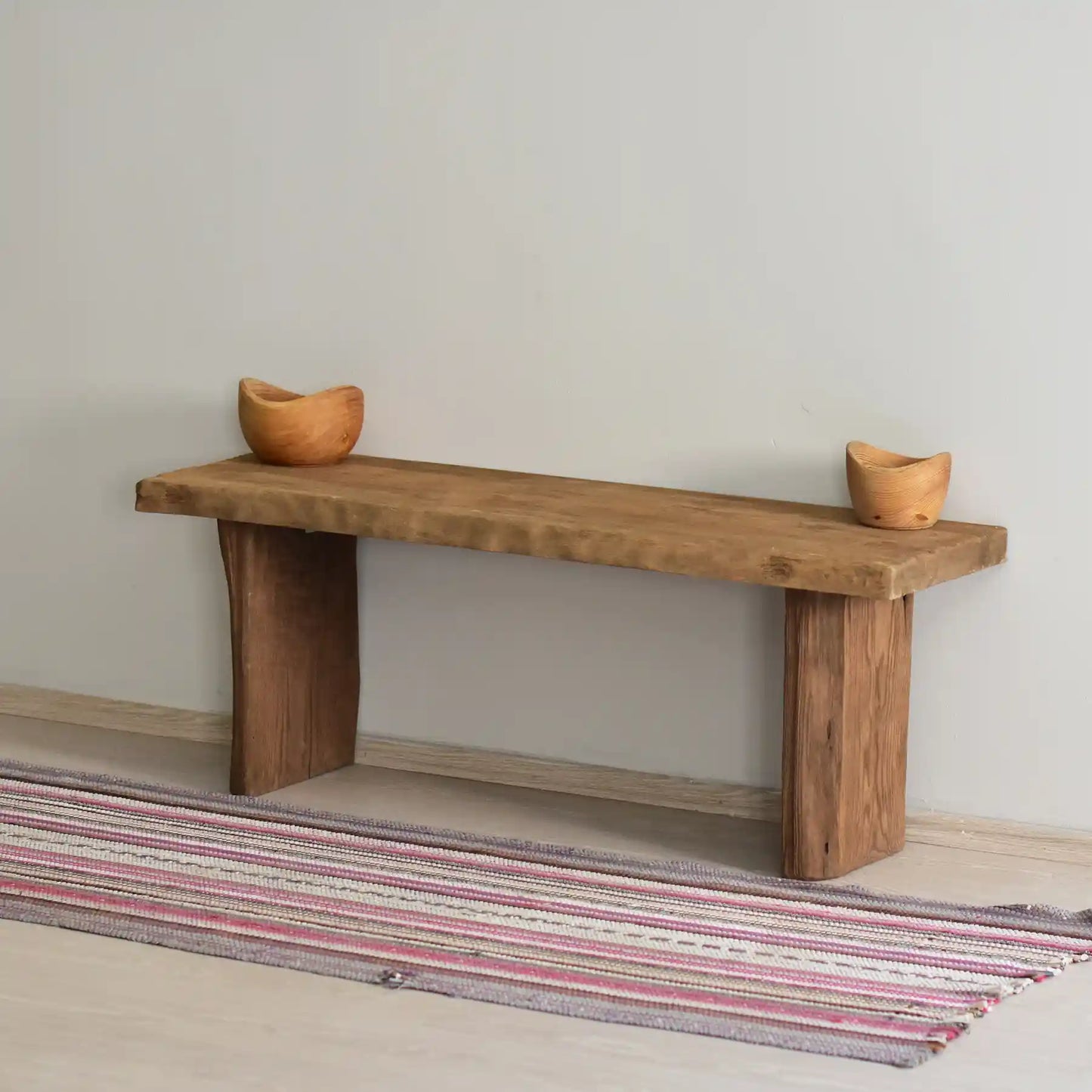 Rustic Entryway Wooden Bench Table - Live Edge Wood Dresser