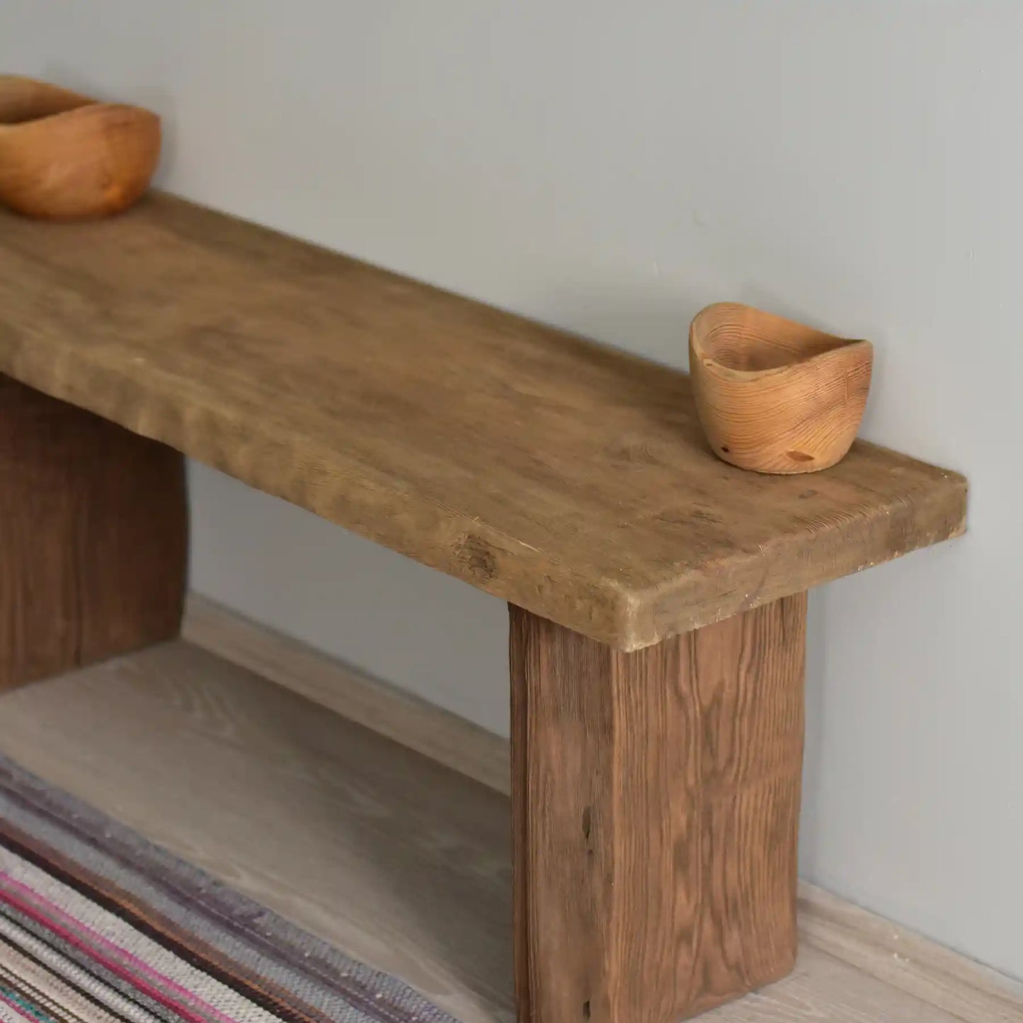 Rustic Entryway Wooden Bench Table - Live Edge Wood Dresser