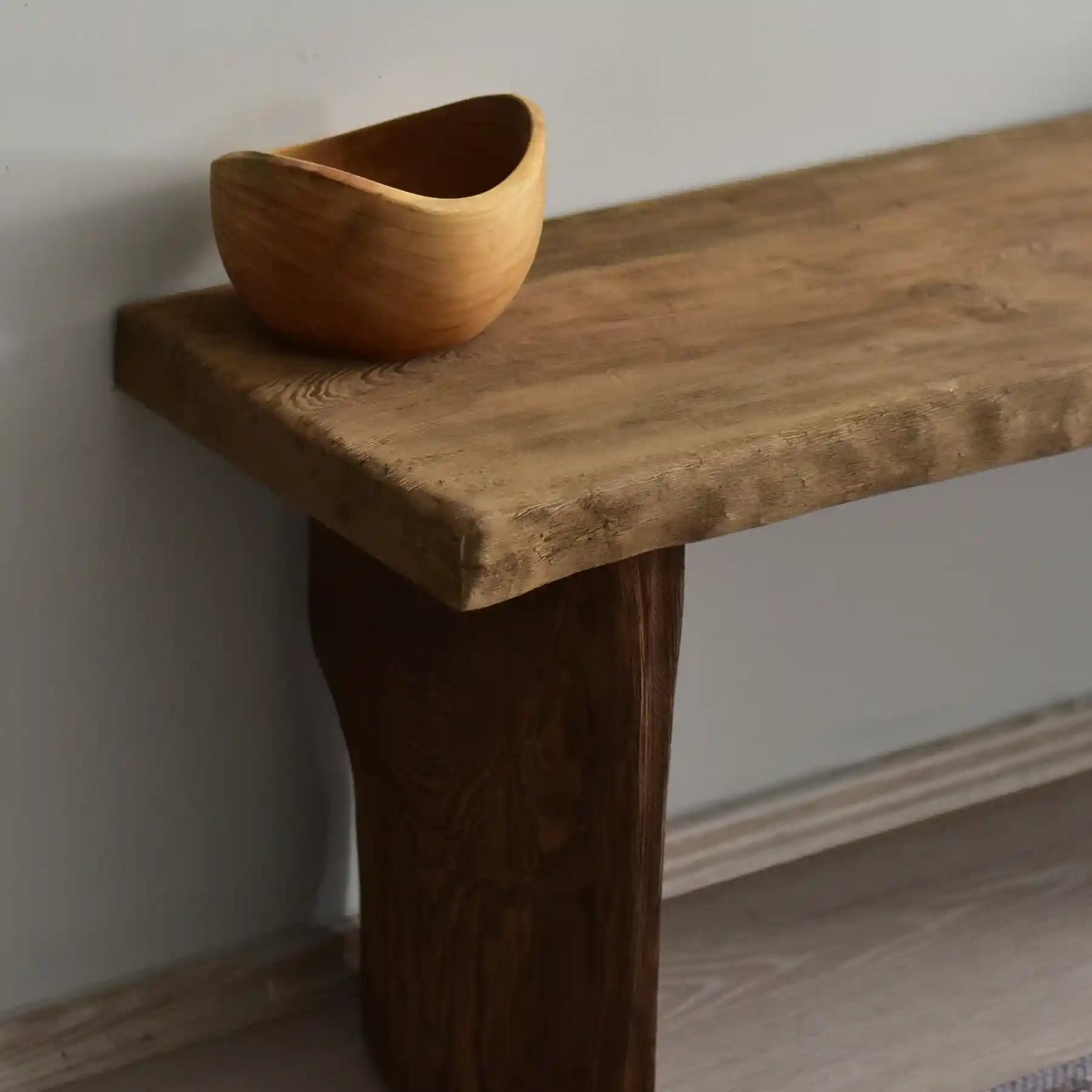 Rustic Entryway Wooden Bench Table - Live Edge Wood Dresser