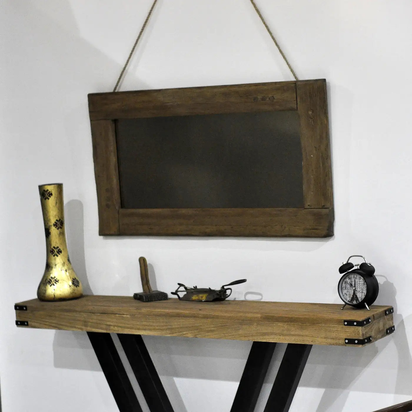 Rustic Entryway Wooden Console Table with iron leg