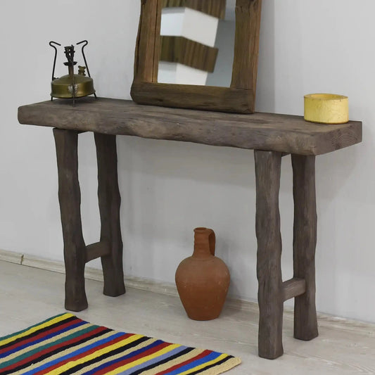 Rustic Entryway Wooden Console Table - Live Edge Wood Dresser 