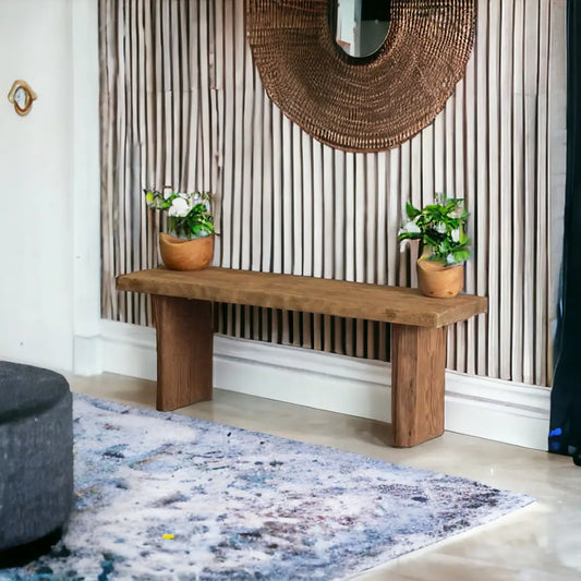 Rustic Entryway Wooden Bench Table - Live Edge Wood Dresser