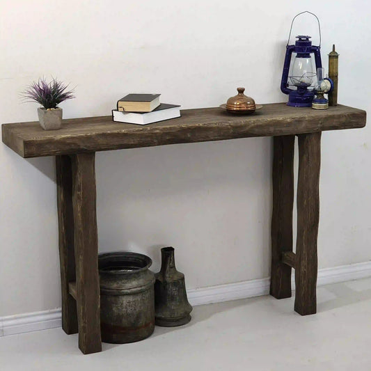 Rustic Entryway Wooden Console Table - Live Edge Wood Dresser