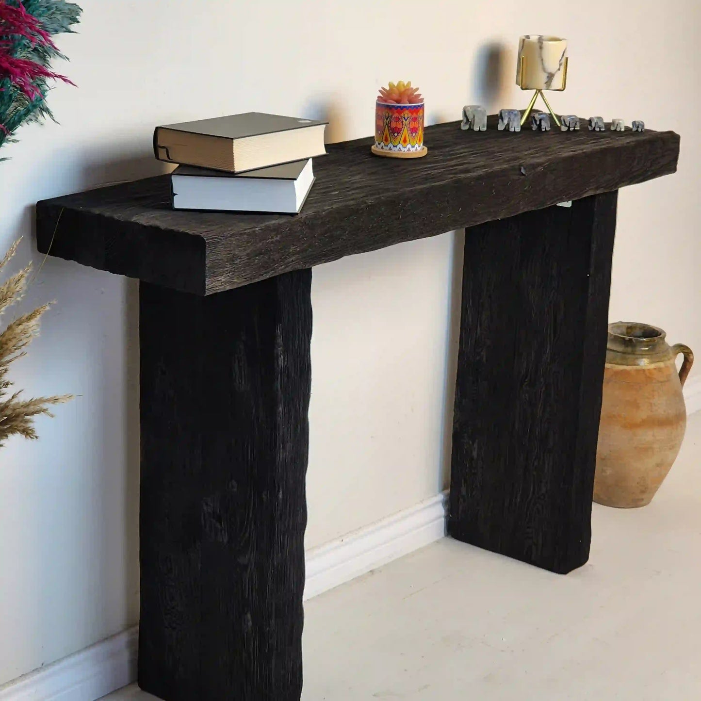 Rustic Entryway Wooden Console Table - Live Edge Wood Furniture