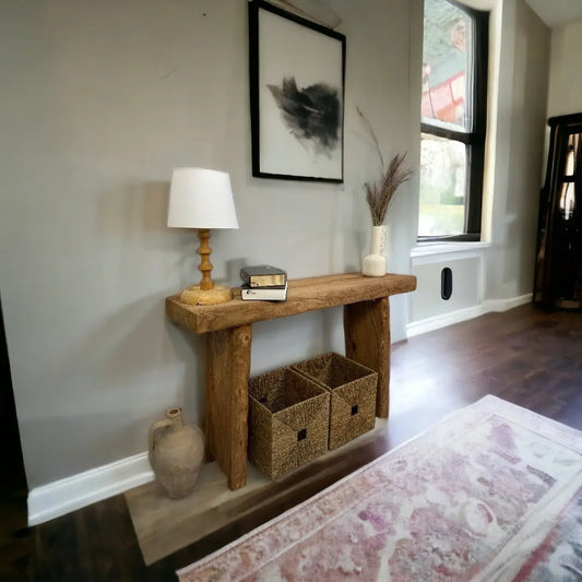 Rustic Entryway Wooden Console Table - Live Edge Wood Dresser