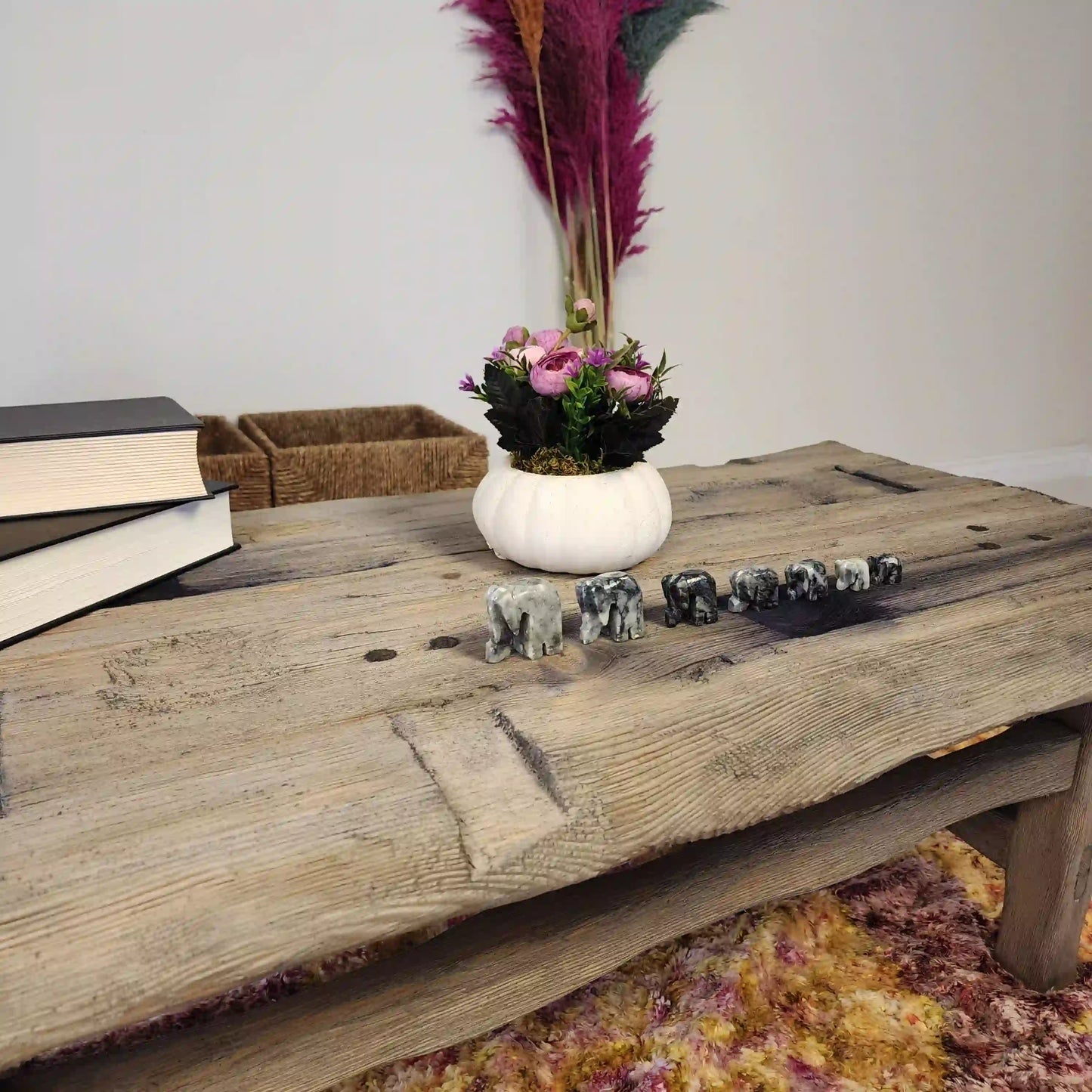 Rustic Coffee Table - Live edge solid brown top unique wooden