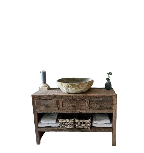 Rustic Bathroom Single or Double Sinks Vanity - Narrow Live Edge Wood