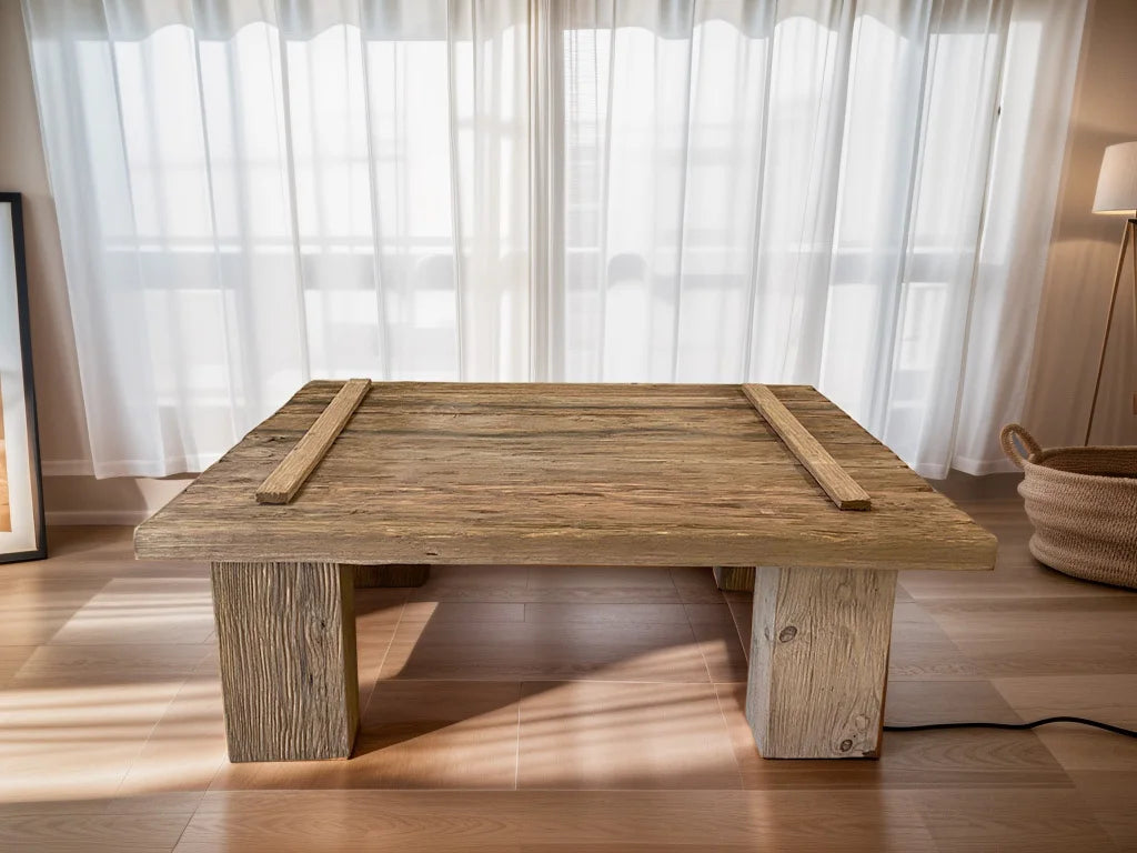 Rustic Coffee Table - Live edge solid brown top unique wooden