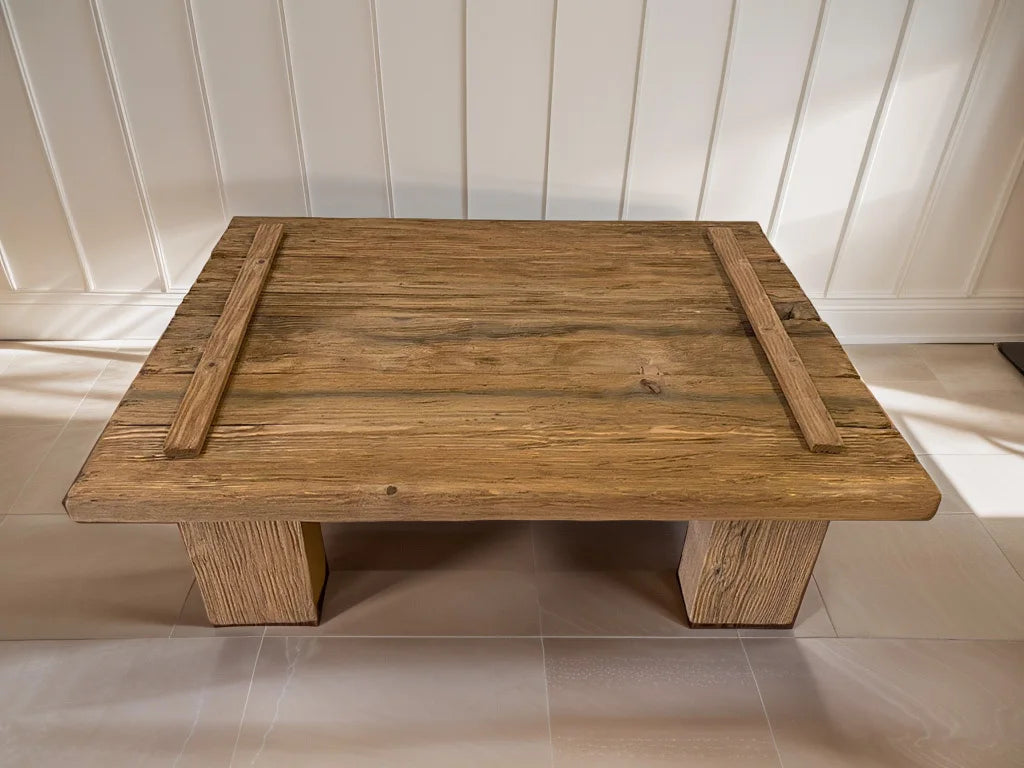 Rustic Coffee Table - Live edge solid brown top unique wooden