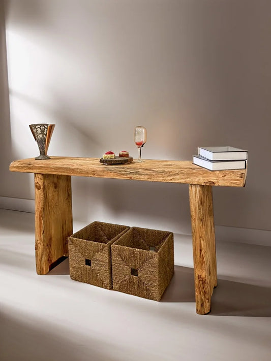 Rustic Entryway Wooden Console Table - Live Edge Wood Dresser