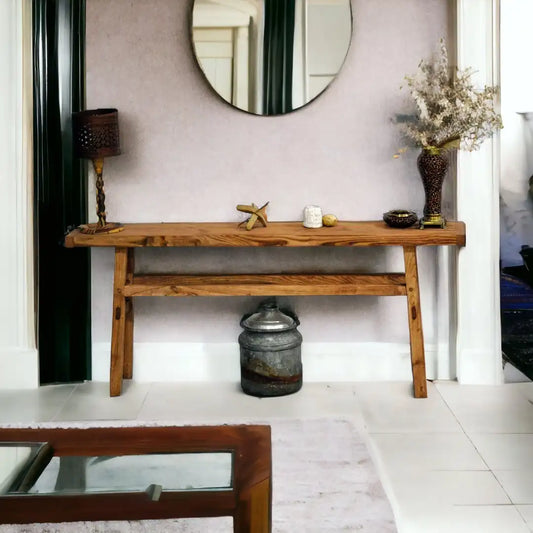 Rustic Entryway Wooden Console Table - Live Edge Wood Dresser