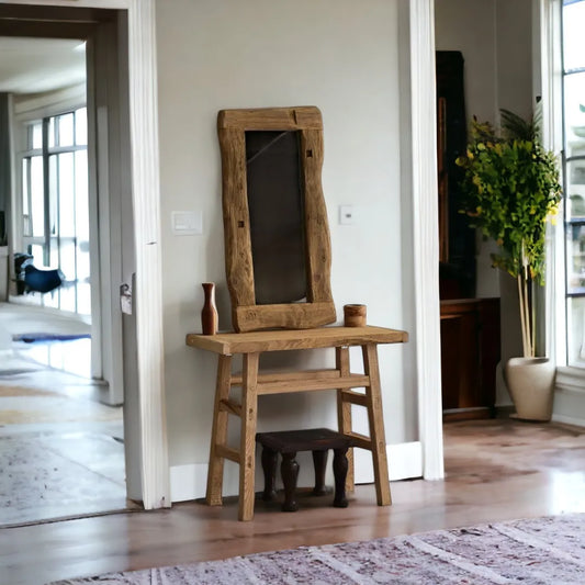 Rustic Entryway Wooden Console Table - Live Edge Wood Dresser