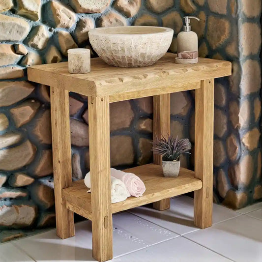 Rustic Bathroom Vanity Sink - Custom Farmhouse Narrow Live Edge Wood