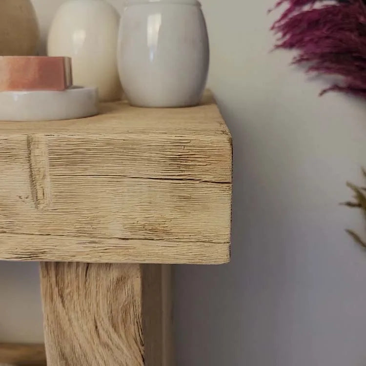 Rustic Bathroom Vanities - Oak Narrow Live Edge Wood Vanity