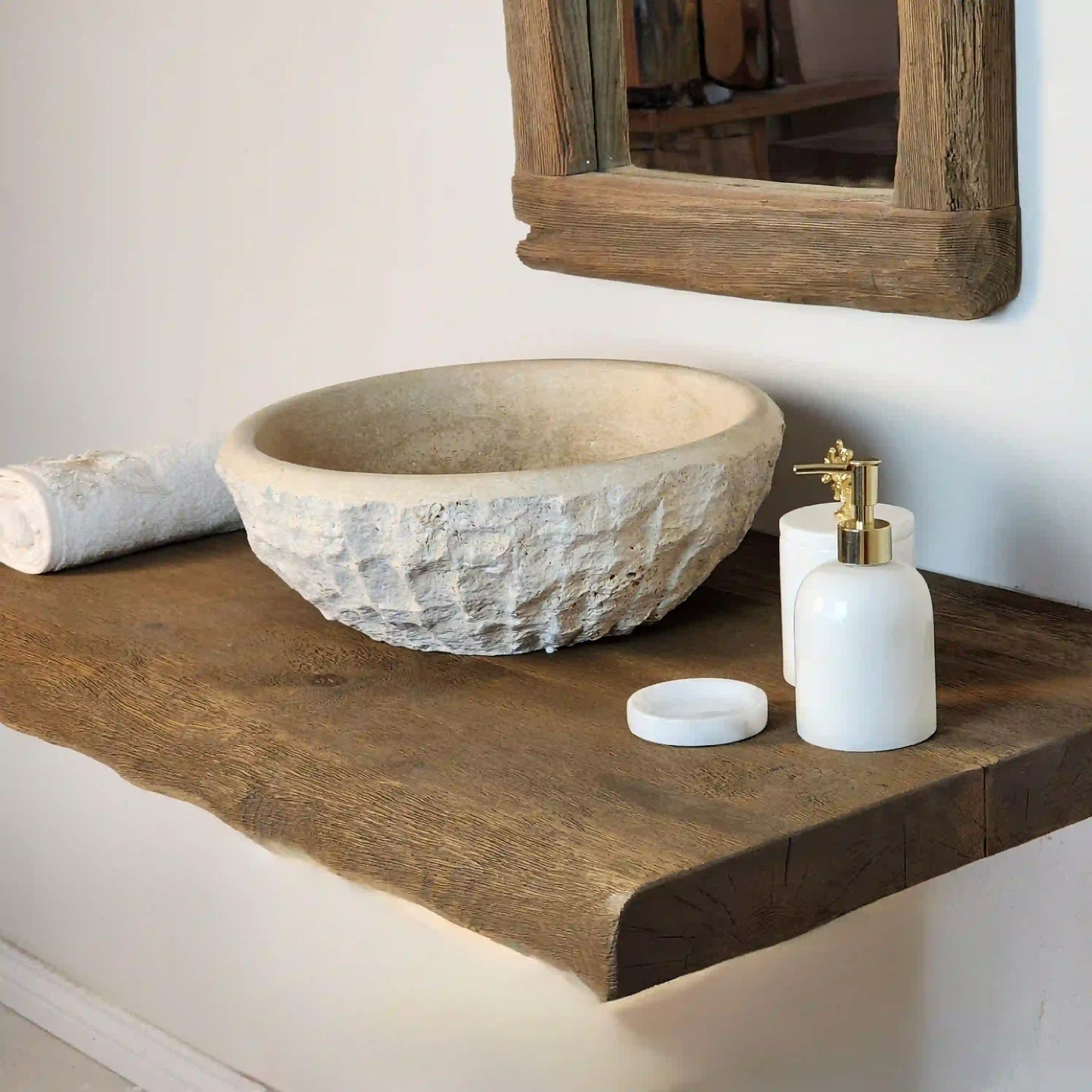 Rustic Bathroom Live Edge Vanities - Farmhouse Wood Slab Vanity