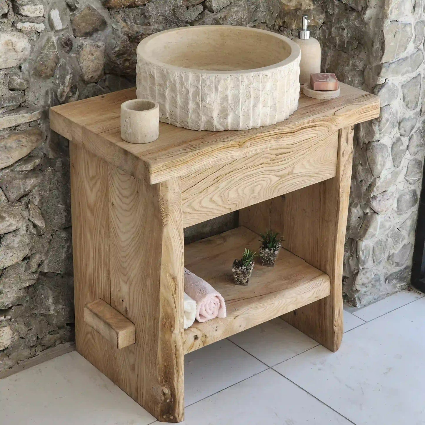 Rustic Bathroom Chestnut Vanity - Solid Live Edge Wood Vanities