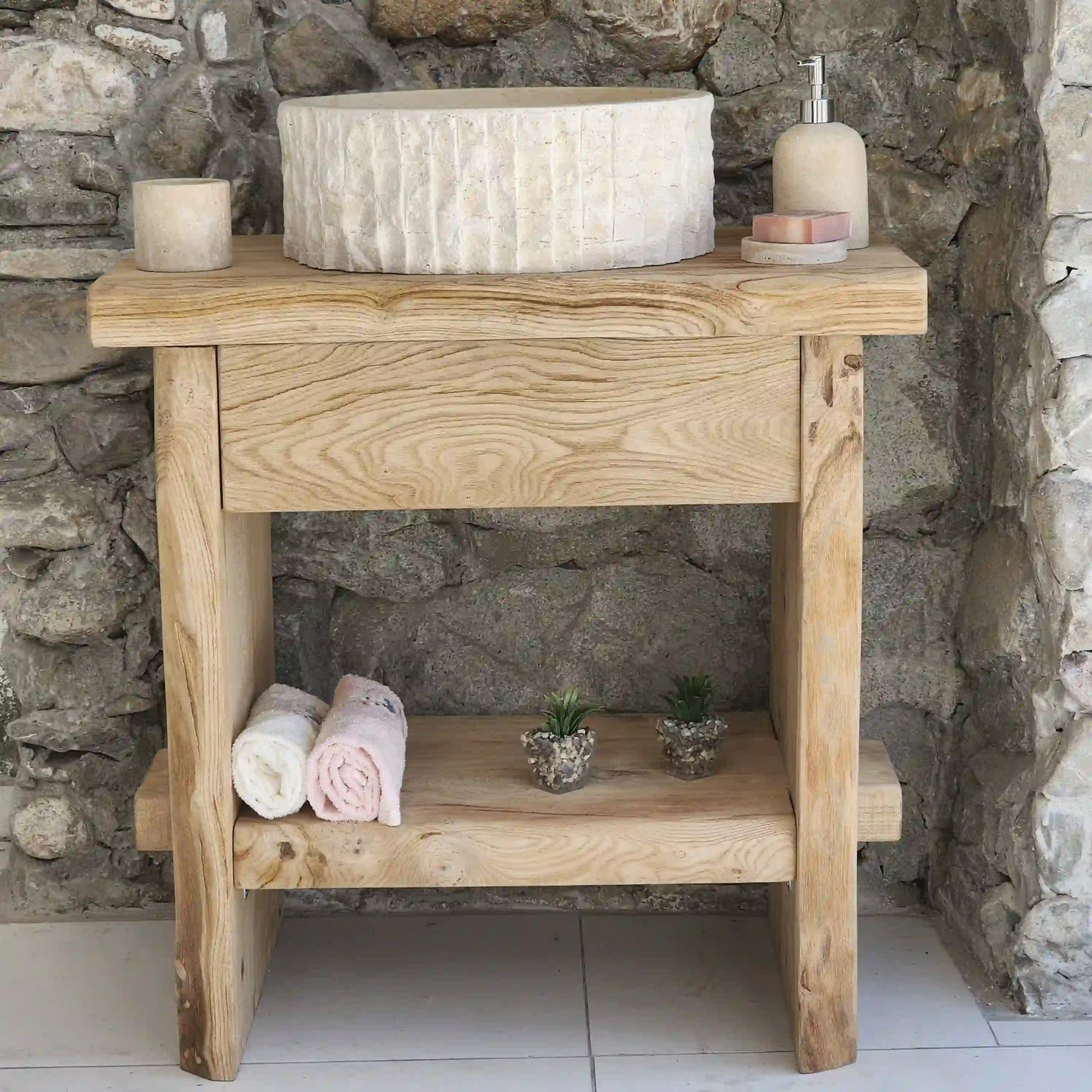 Rustic Bathroom Chestnut Vanity - Solid Live Edge Wood Vanities