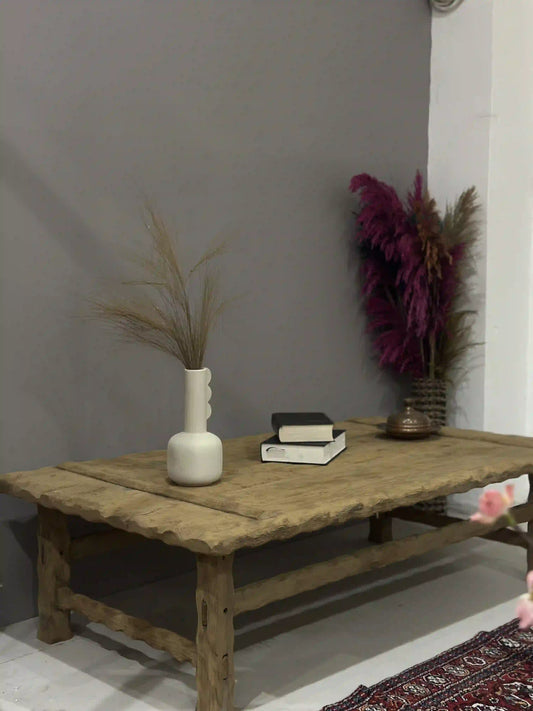 Rustic Coffee Table - Live edge solid brown top unique wooden