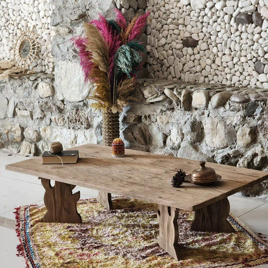 Rustic Coffee Table - Live edge solid brown top unique wooden