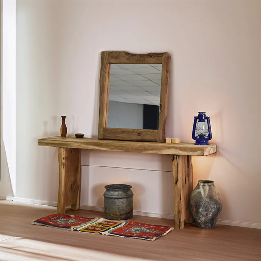 Rustic Entryway Wooden Console Table - Live Edge Wood Dresser