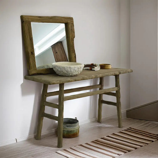 Rustic Bathroom Vanity Sink - Farmhouse Narrow Live Edge Wood